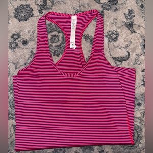 Lululemon Cool Racerback II Workout Striped Pink Tank